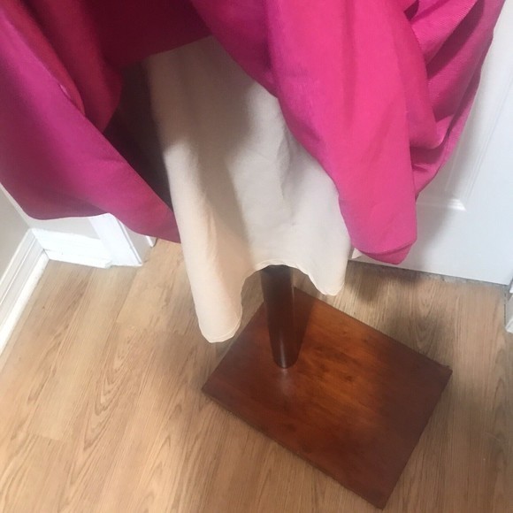 Eliza J Size 4 Fit & Flare Dress Pink Lace Top Belted Waist Barbie Pink Pockets - Picture 12 of 15